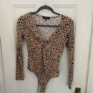 Knot front thong bodysuit